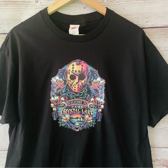 Friday The 13th Jason Shirt, Camp Crystal Lake Tee Shirt Black Size Large unisex - Picture 2 of 4